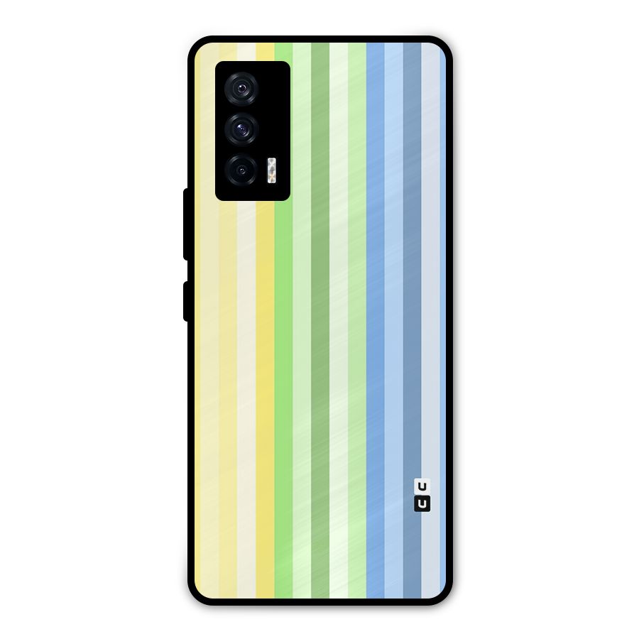 Minimal Pastel Shades Stripes Metal Back Case for iQOO 7 5G