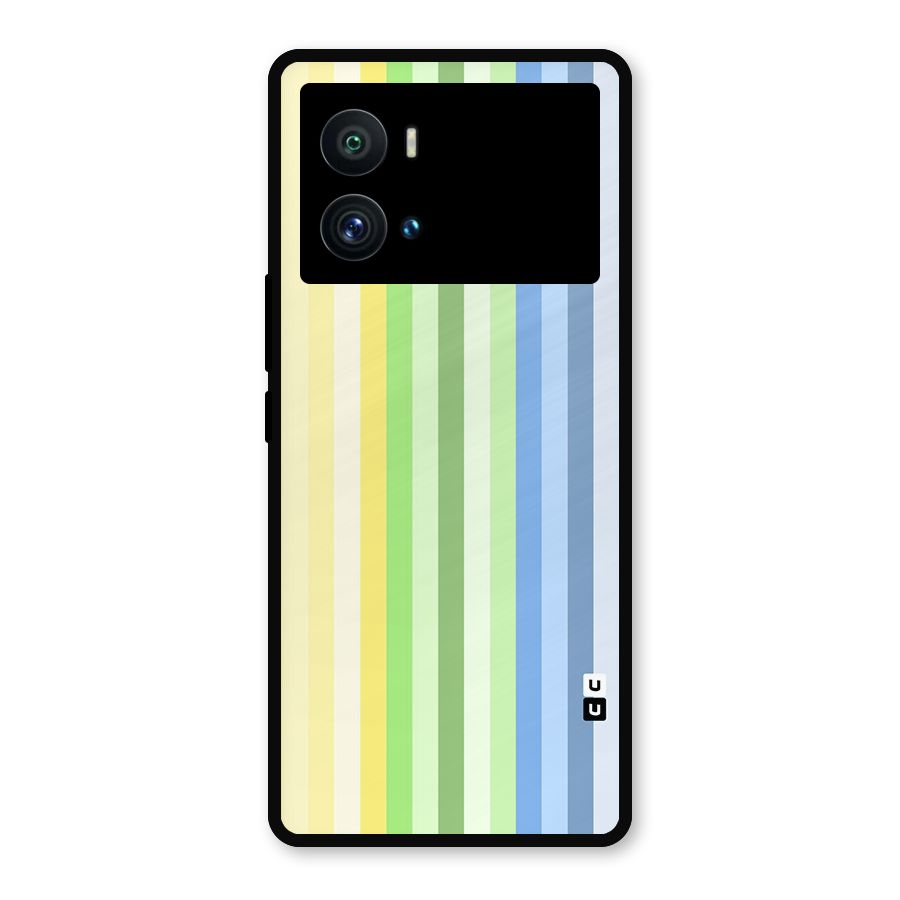 Minimal Pastel Shades Stripes Metal Back Case for iQOO 9 Pro