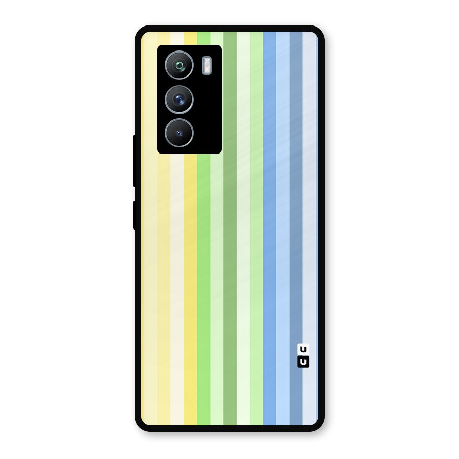 Minimal Pastel Shades Stripes Metal Back Case for iQOO 9 SE