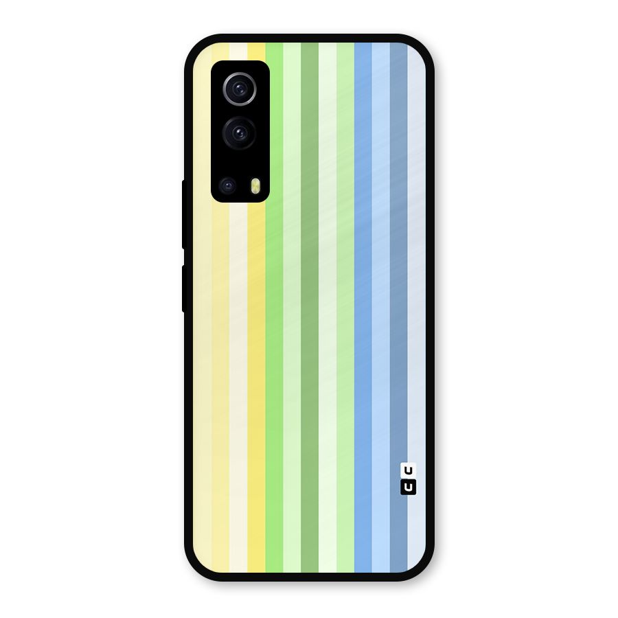 Minimal Pastel Shades Stripes Metal Back Case for iQOO Z3