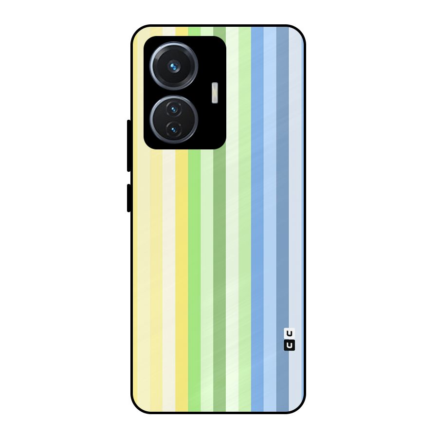 Minimal Pastel Shades Stripes Metal Back Case for iQOO Z6 44W