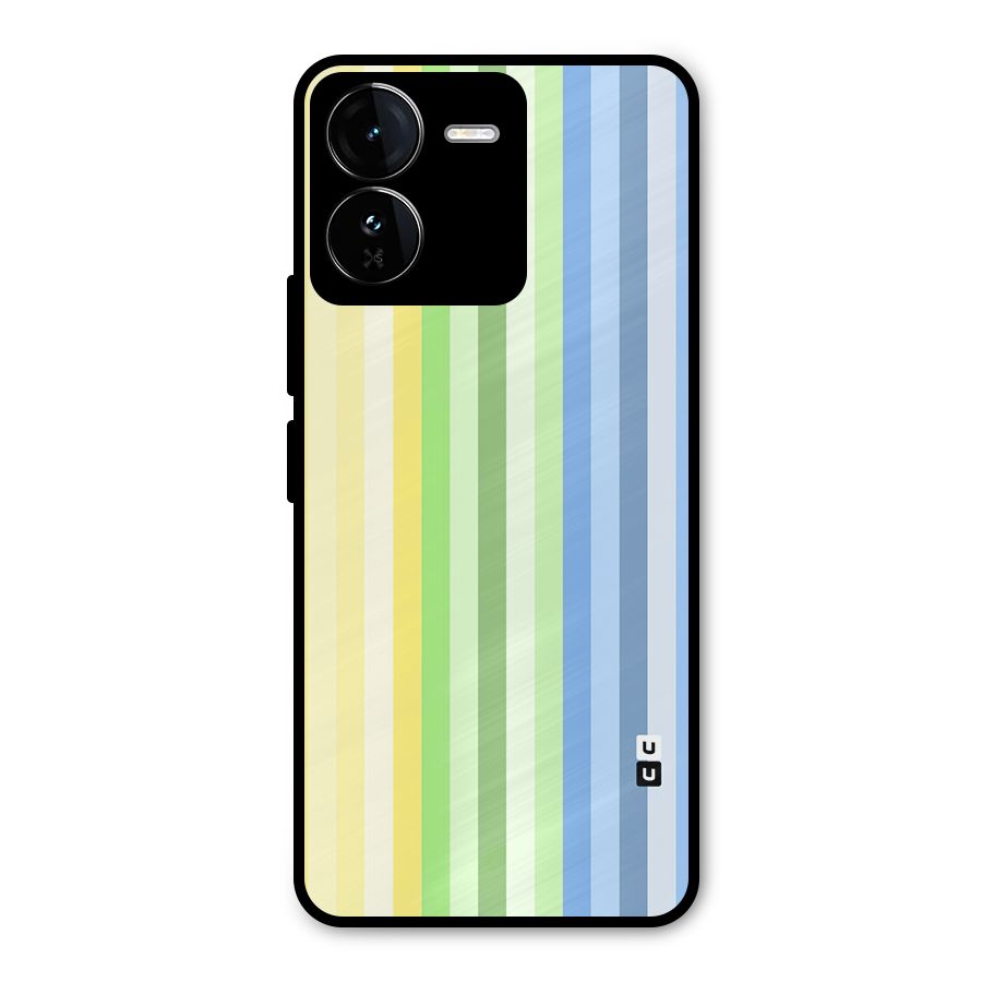 Minimal Pastel Shades Stripes Metal Back Case for iQOO Z9
