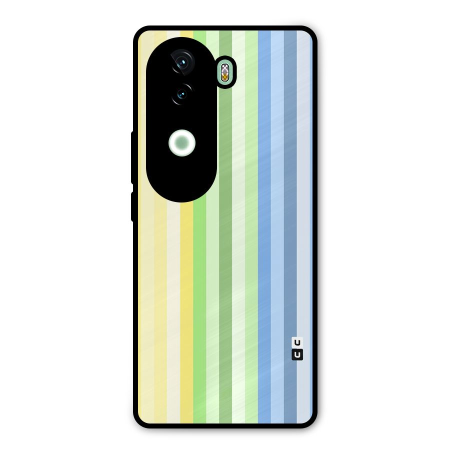 Minimal Pastel Shades Stripes Metal Back Case for iQOO Z9s