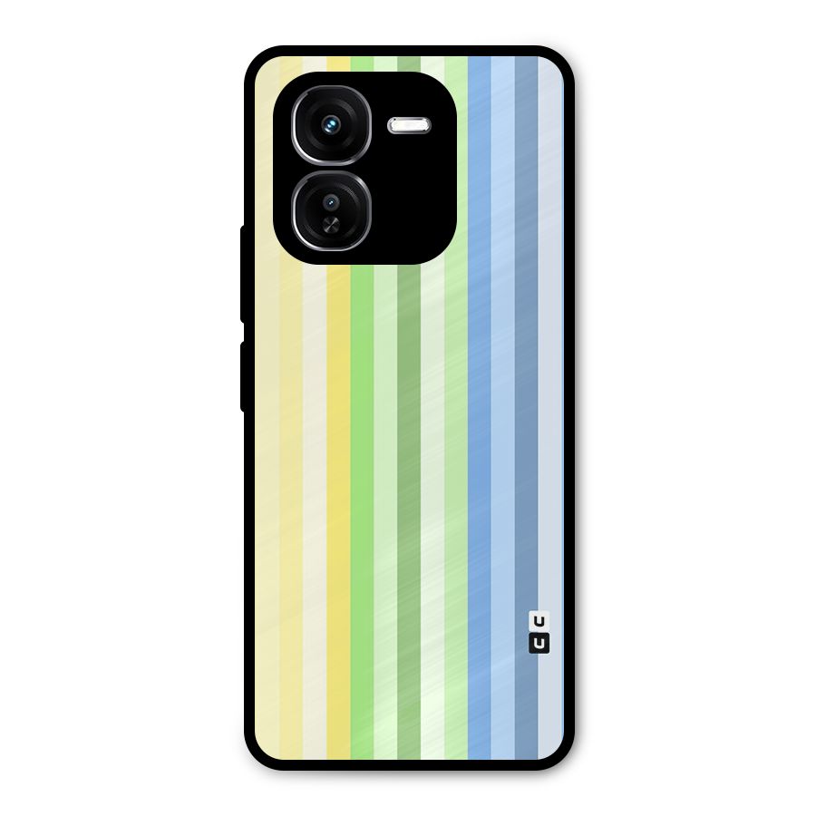 Minimal Pastel Shades Stripes Metal Back Case for iQOO Z9x