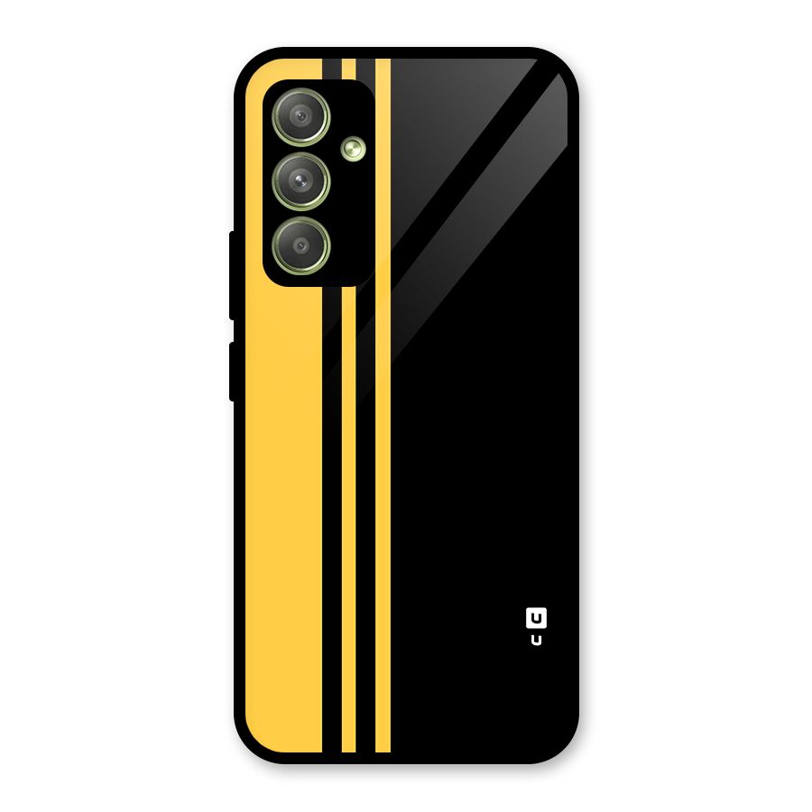 Minimal Yellow and Black Design Glass Back Case for Galaxy A54