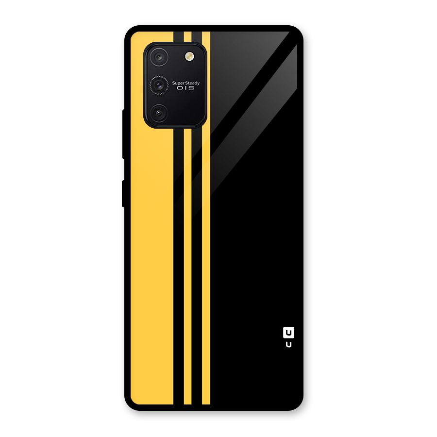 Minimal Yellow and Black Design Glass Back Case for Galaxy S10 Lite