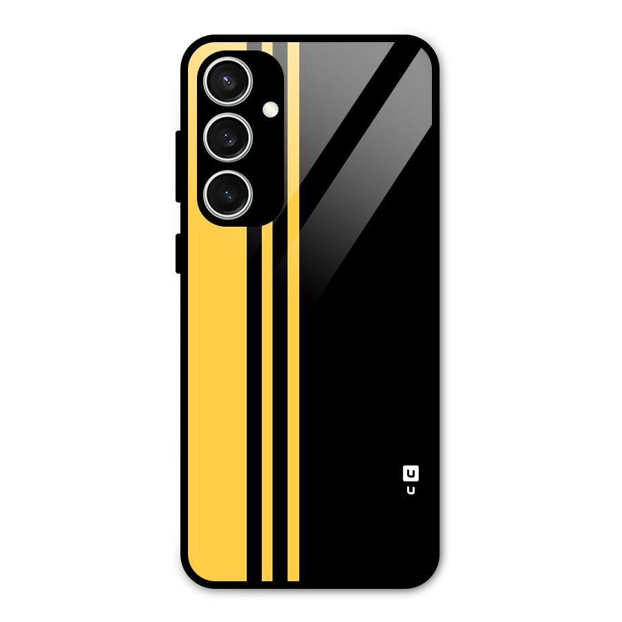 Minimal Yellow and Black Design Glass Back Case for Galaxy S23 FE