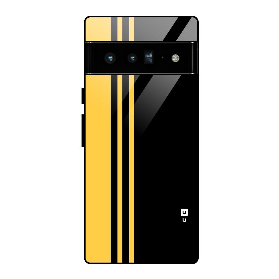 Minimal Yellow and Black Design Glass Back Case for Google Pixel 6 Pro