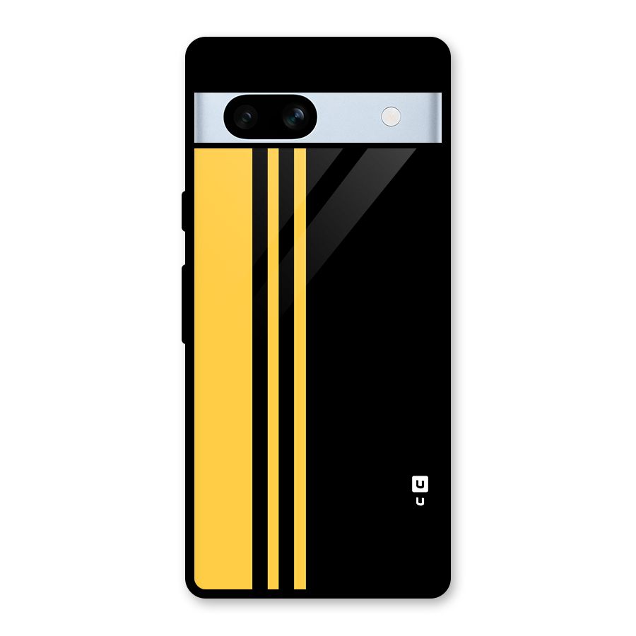 Minimal Yellow and Black Design Glass Back Case for Google Pixel 7a