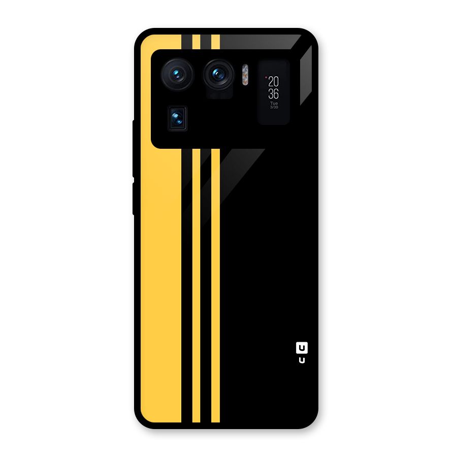 Minimal Yellow and Black Design Glass Back Case for Mi 11 Ultra