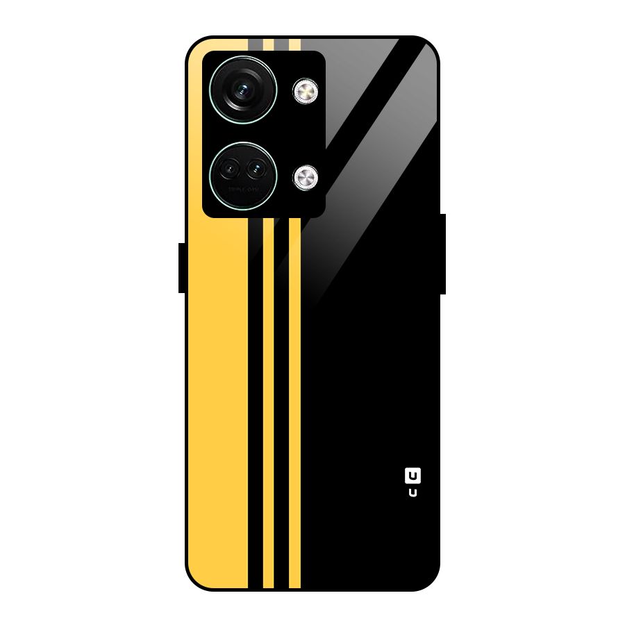 Minimal Yellow and Black Design Glass Back Case for Oneplus Nord 3