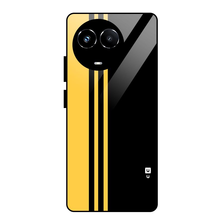 Minimal Yellow and Black Design Glass Back Case for Realme 11X
