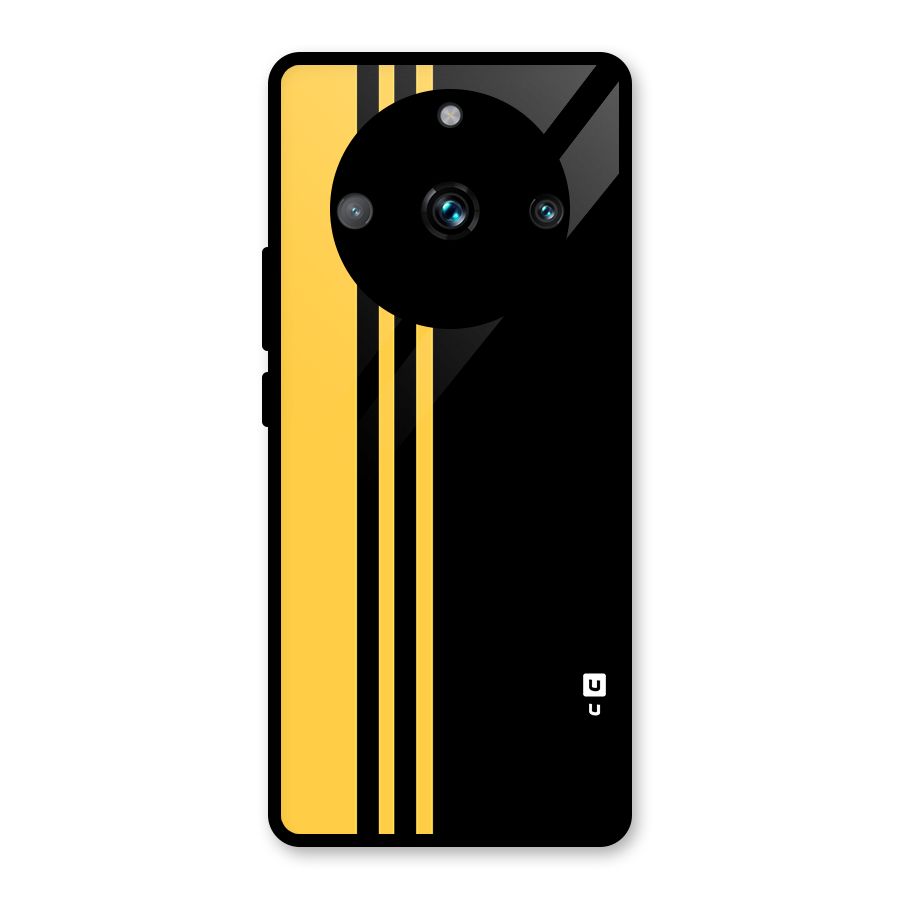 Minimal Yellow and Black Design Glass Back Case for Realme 11 Pro