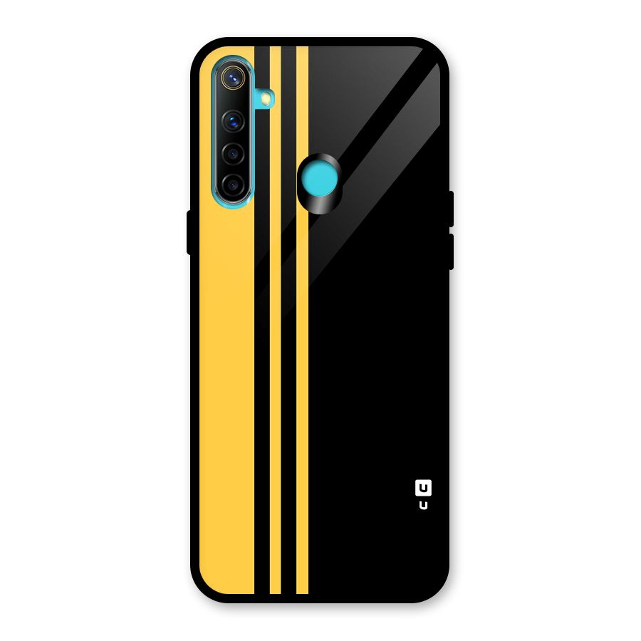 Minimal Yellow and Black Design Glass Back Case for Realme Narzo 10
