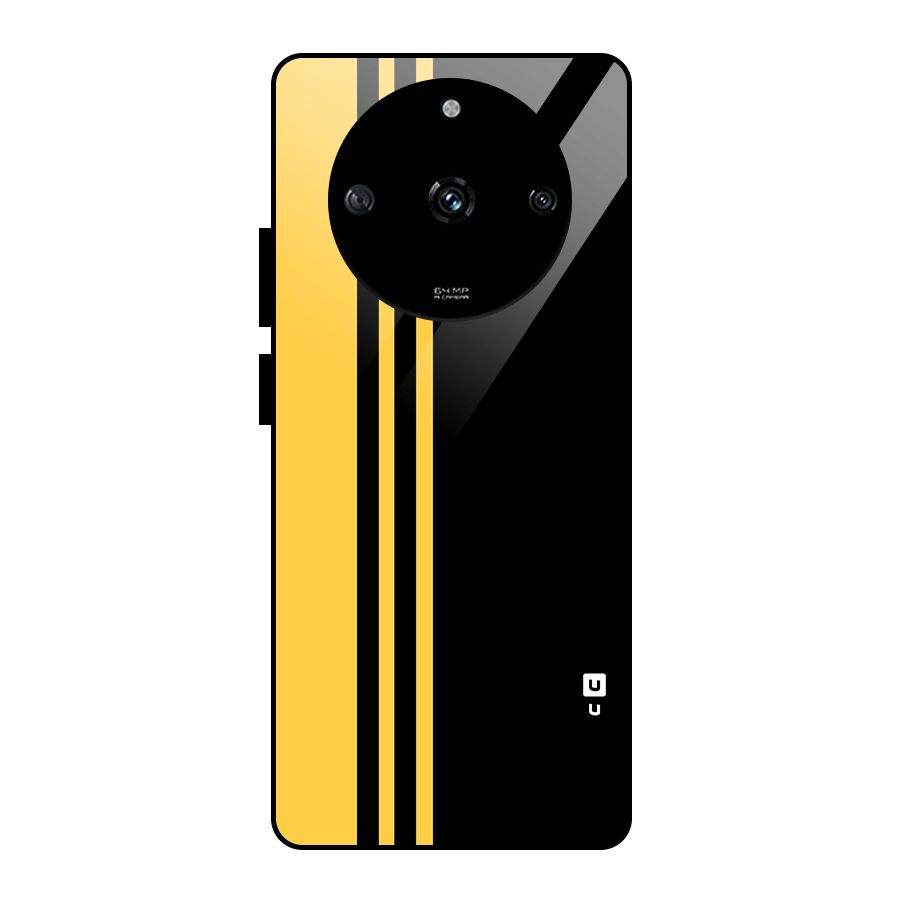Minimal Yellow and Black Design Glass Back Case for Realme Narzo 60 5G