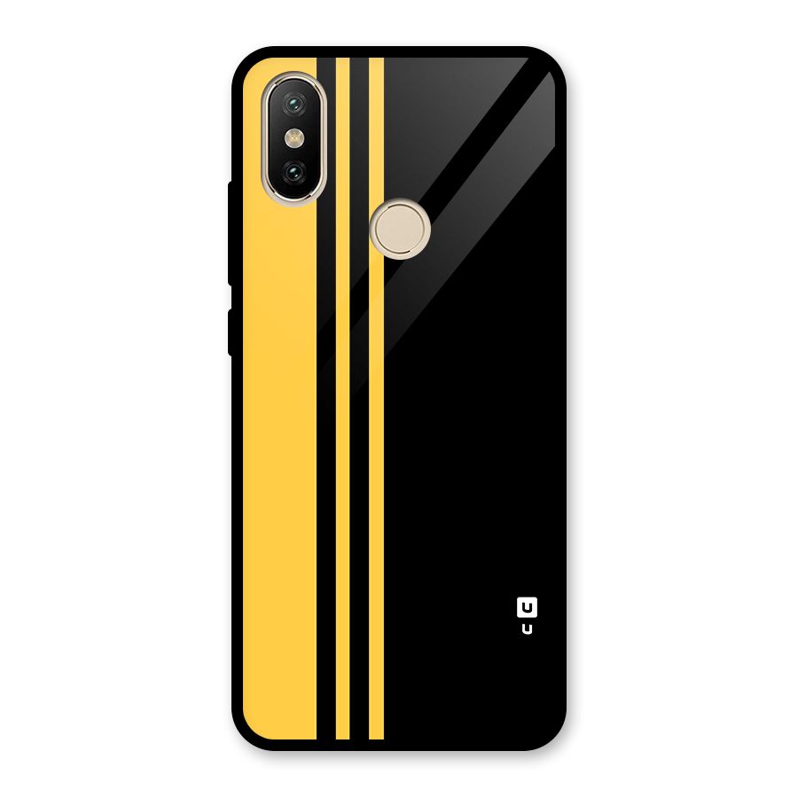 Minimal Yellow and Black Design Glass Back Case for Redmi A2