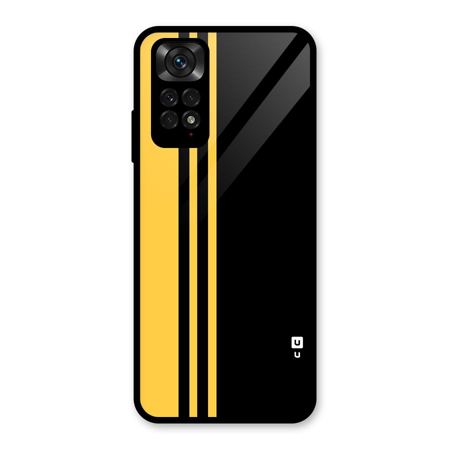 Minimal Yellow and Black Design Glass Back Case for Redmi Note 11S