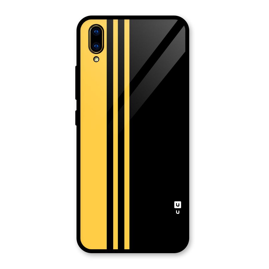 Minimal Yellow and Black Design Glass Back Case for Vivo V11 Pro