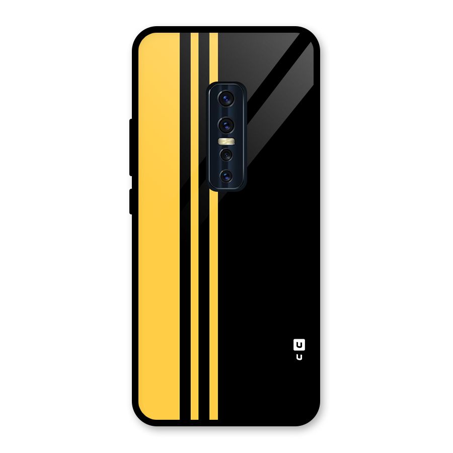 Minimal Yellow and Black Design Glass Back Case for Vivo V17 Pro