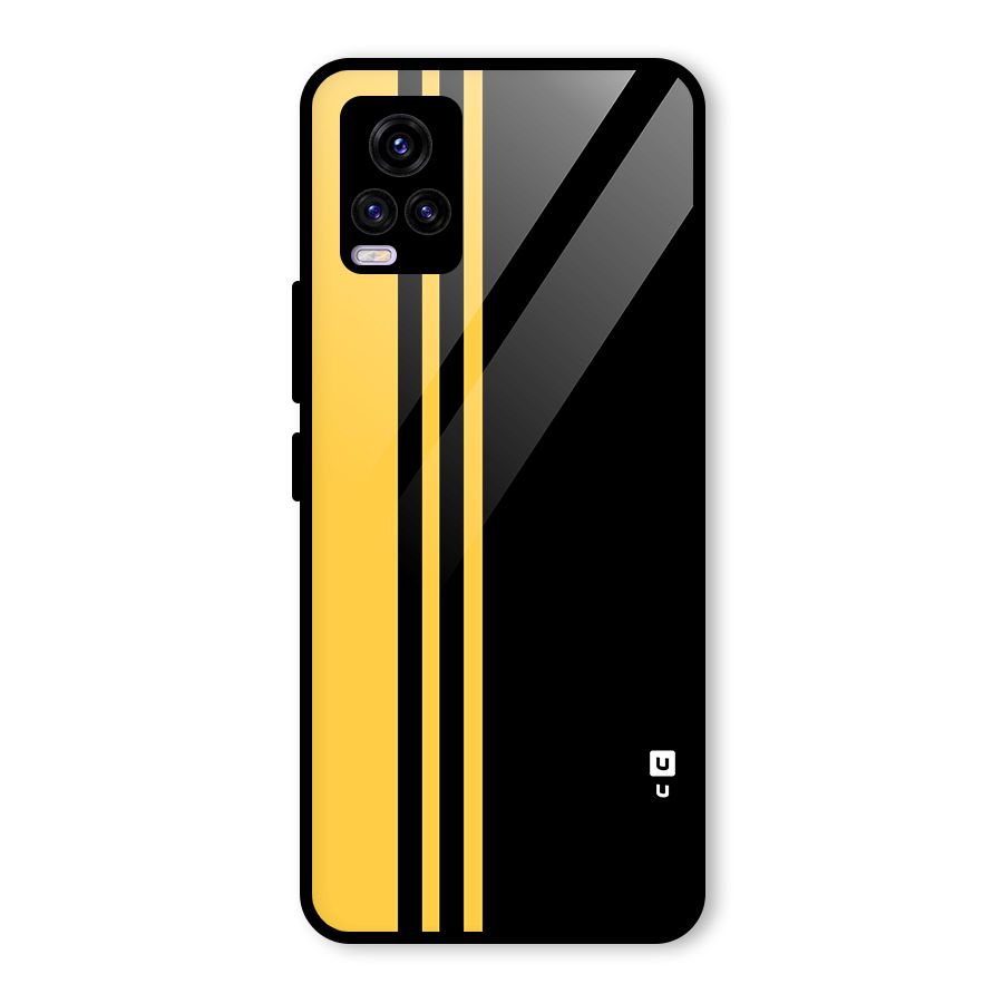 Minimal Yellow and Black Design Glass Back Case for Vivo V20 2021