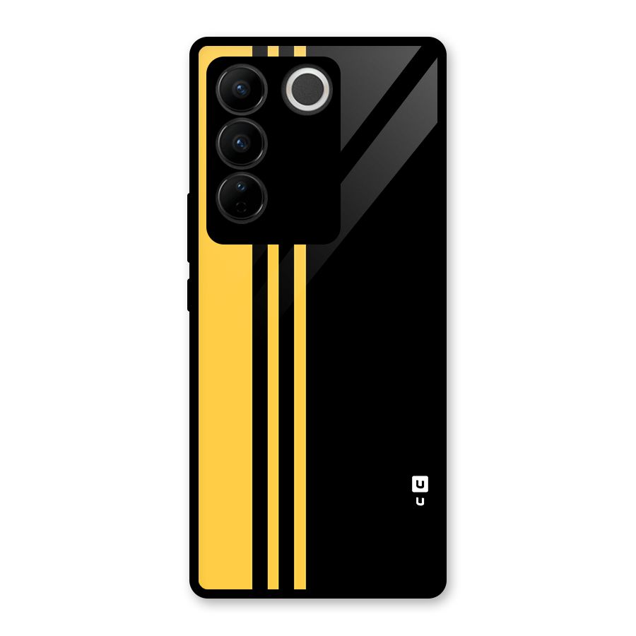 Minimal Yellow and Black Design Glass Back Case for Vivo V27