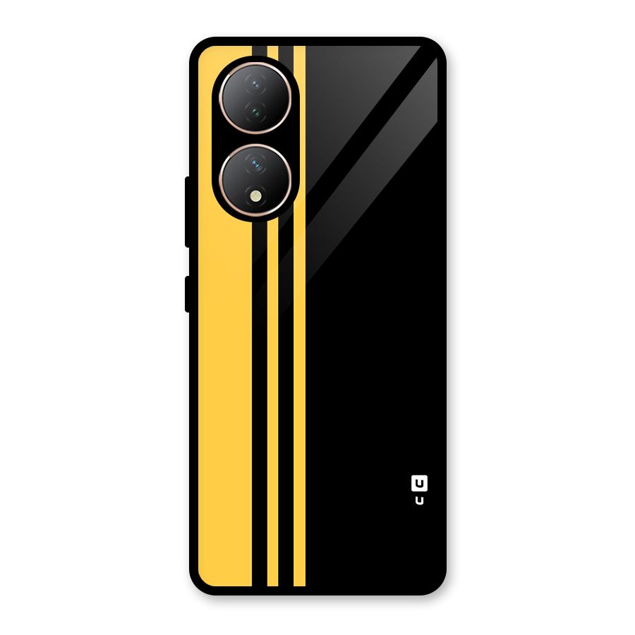 Minimal Yellow and Black Design Glass Back Case for Vivo Y100A