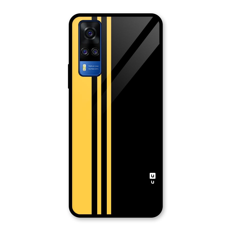Minimal Yellow and Black Design Glass Back Case for Vivo Y31