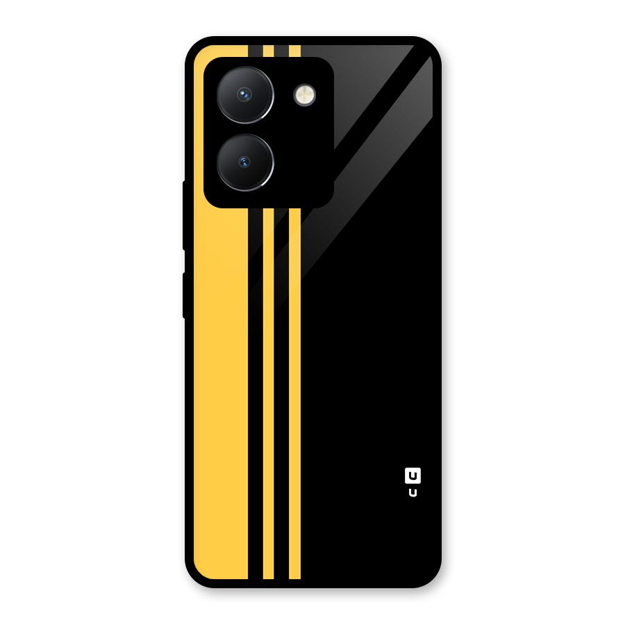 Minimal Yellow and Black Design Glass Back Case for Vivo Y36
