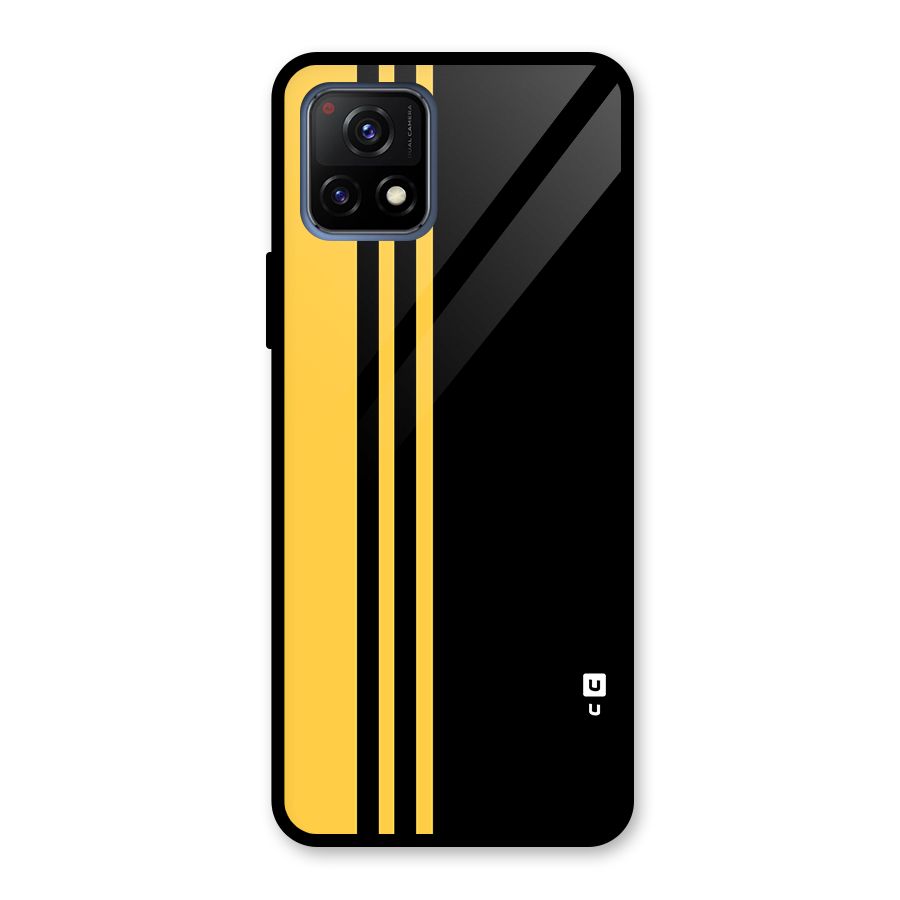 Minimal Yellow and Black Design Glass Back Case for Vivo Y72 5G