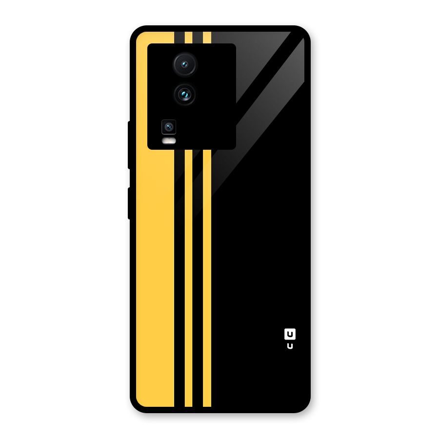 Minimal Yellow and Black Design Glass Back Case for Vivo iQOO Neo 7 Pro