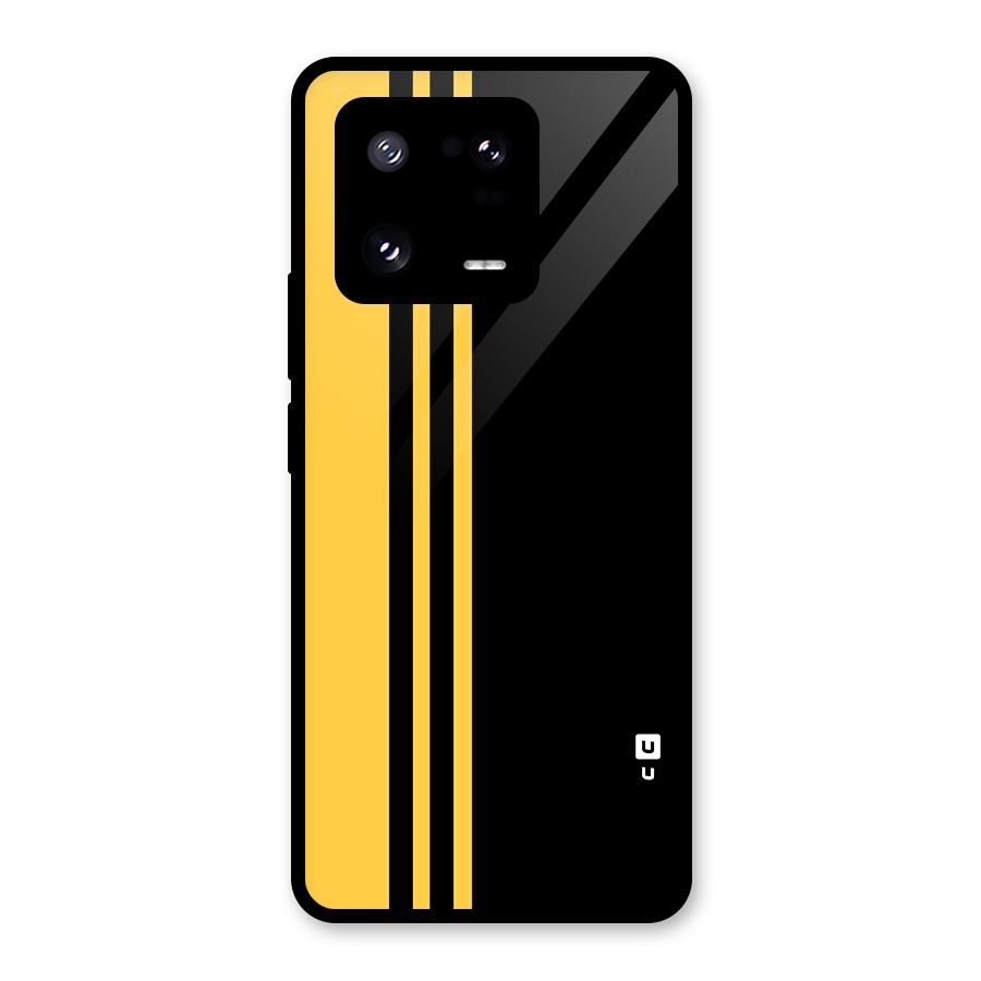 Minimal Yellow and Black Design Glass Back Case for Xiaomi 13 Pro
