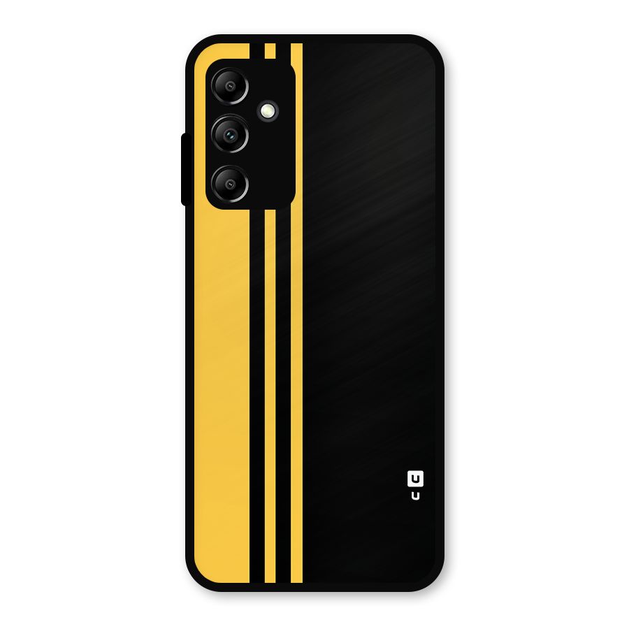 Minimal Yellow and Black Design Metal Back Case for Galaxy A14 5G