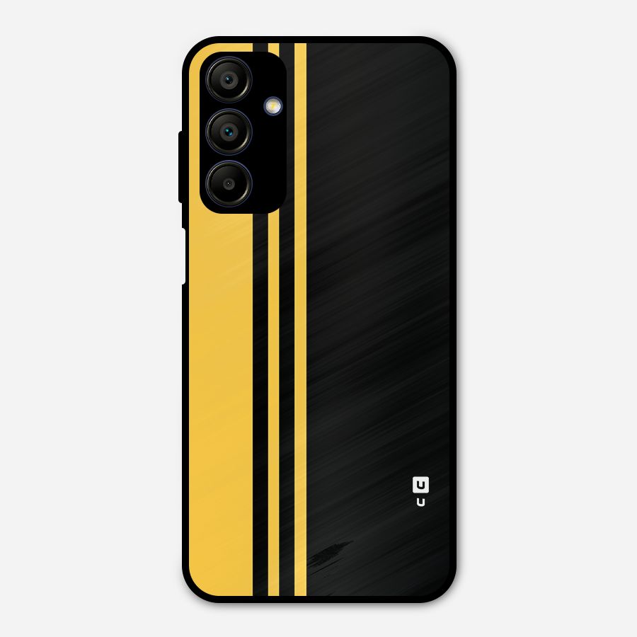 Minimal Yellow and Black Design Metal Back Case for Galaxy A15 5G
