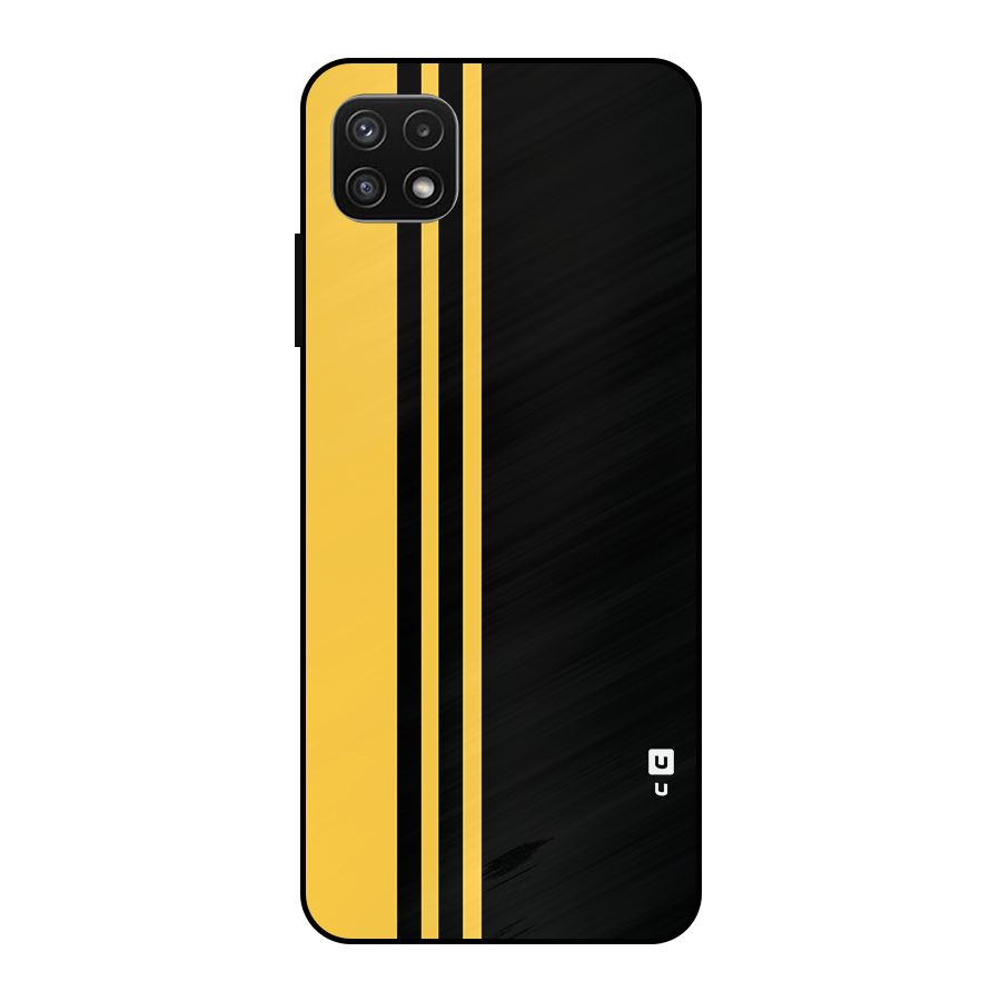 Minimal Yellow and Black Design Metal Back Case for Galaxy A22 5G
