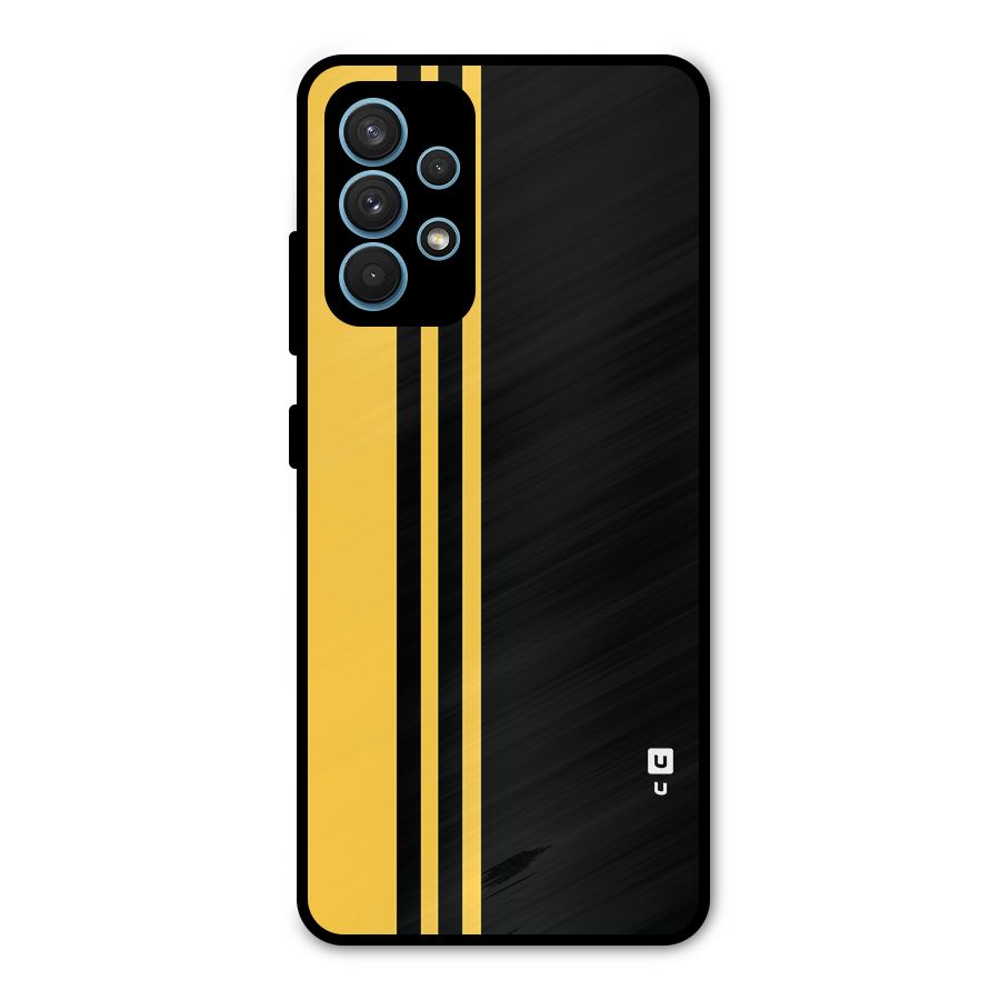 Minimal Yellow and Black Design Metal Back Case for Galaxy A32