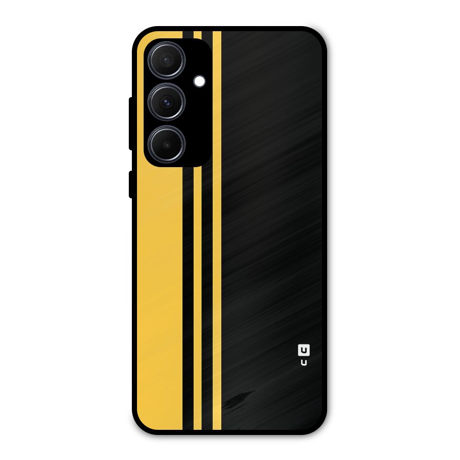 Minimal Yellow and Black Design Metal Back Case for Galaxy A35