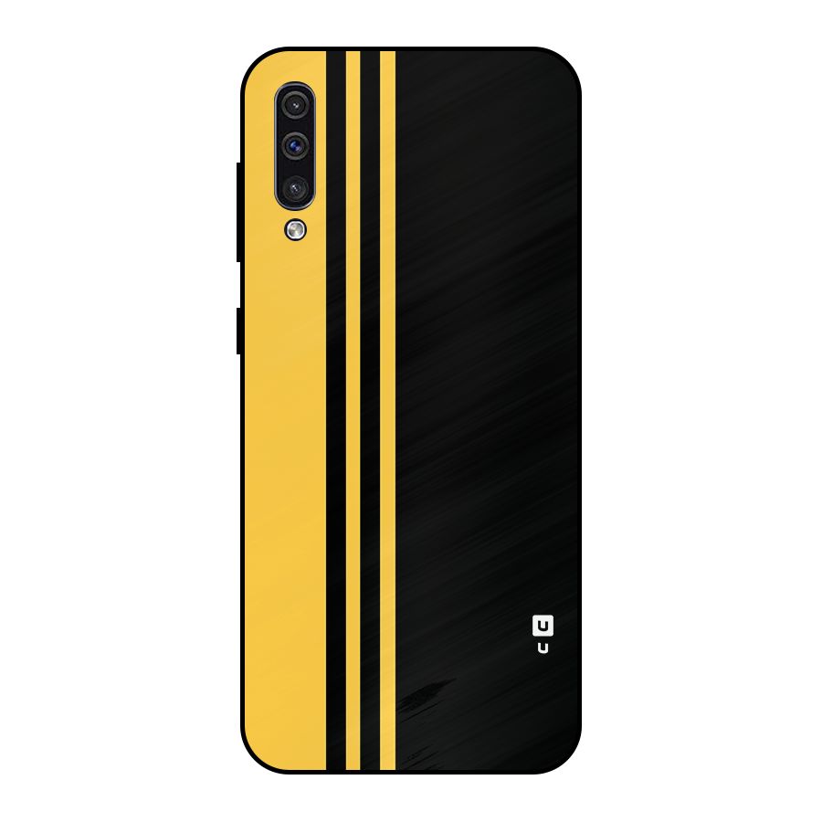 Minimal Yellow and Black Design Metal Back Case for Galaxy A50s