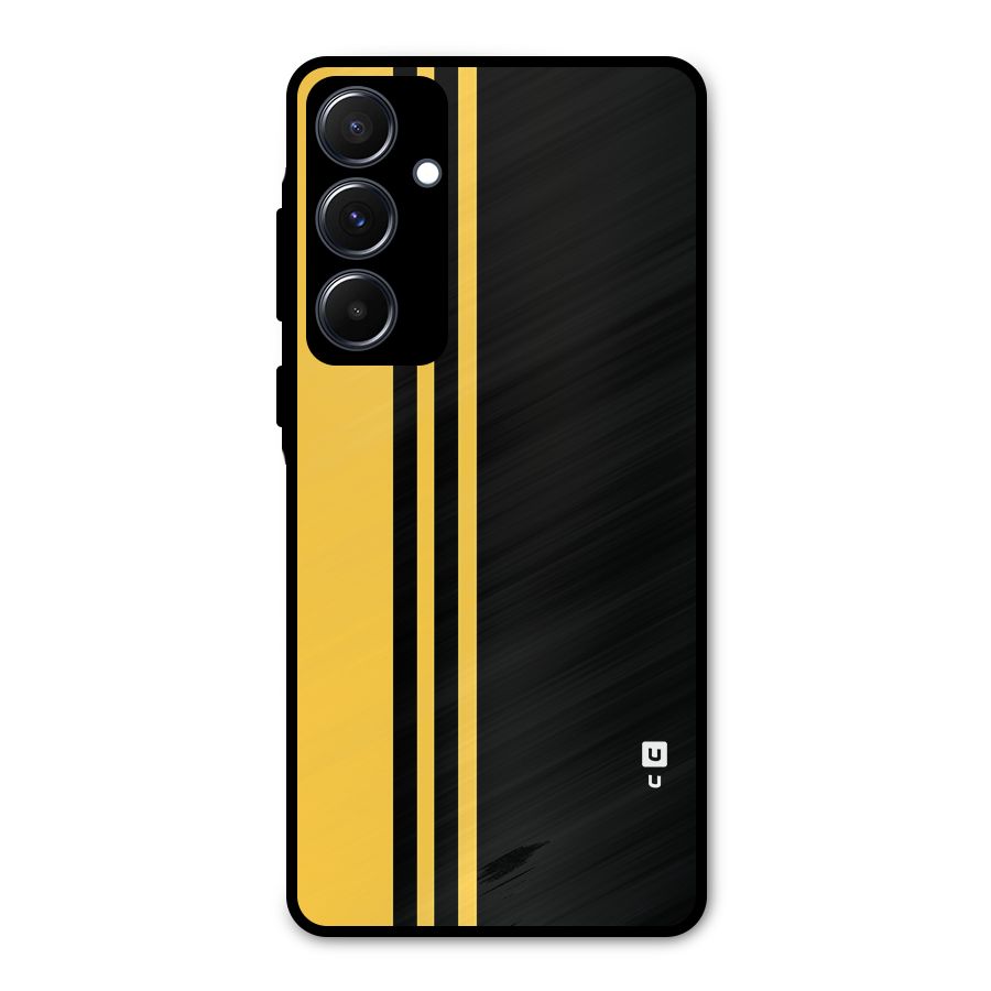 Minimal Yellow and Black Design Metal Back Case for Galaxy A55