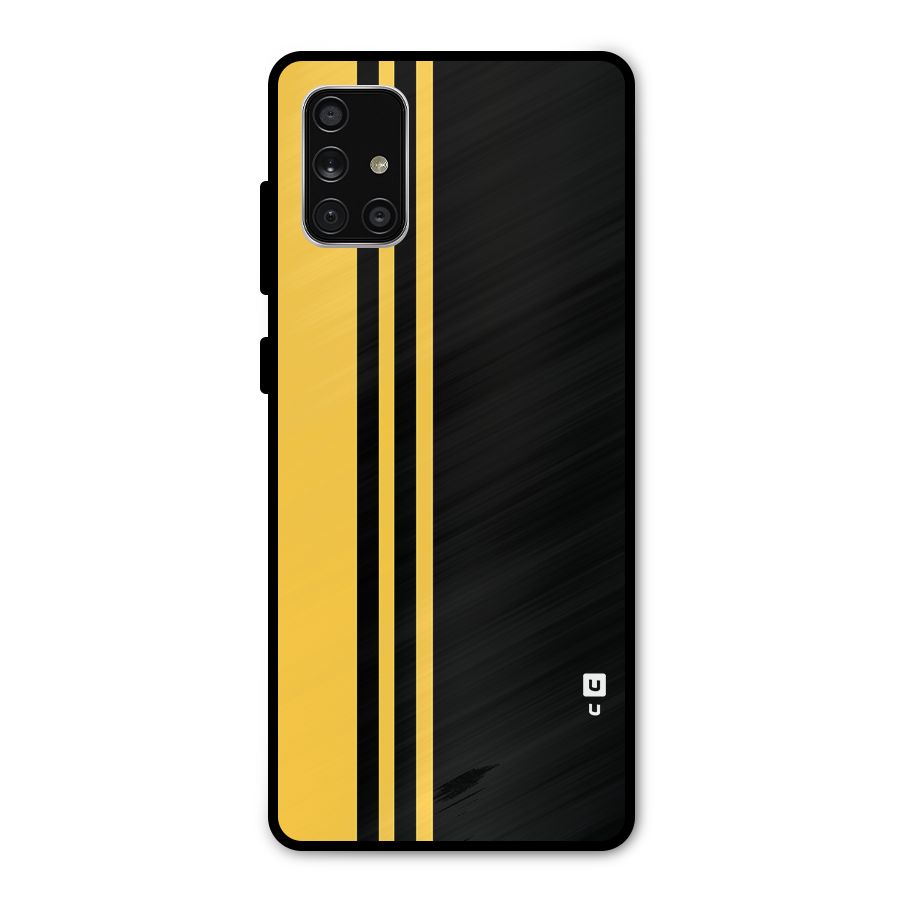 Minimal Yellow and Black Design Metal Back Case for Galaxy A71