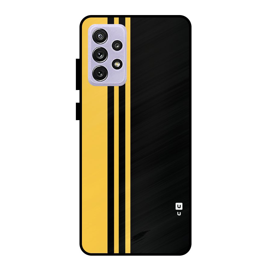 Minimal Yellow and Black Design Metal Back Case for Galaxy A72