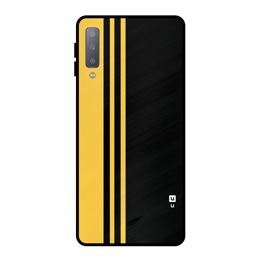 Minimal Yellow and Black Design Metal Back Case for Galaxy A7 (2018)