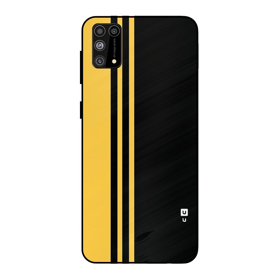 Minimal Yellow and Black Design Metal Back Case for Galaxy F41