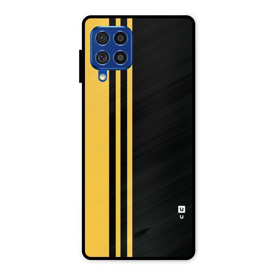 Minimal Yellow and Black Design Metal Back Case for Galaxy F62