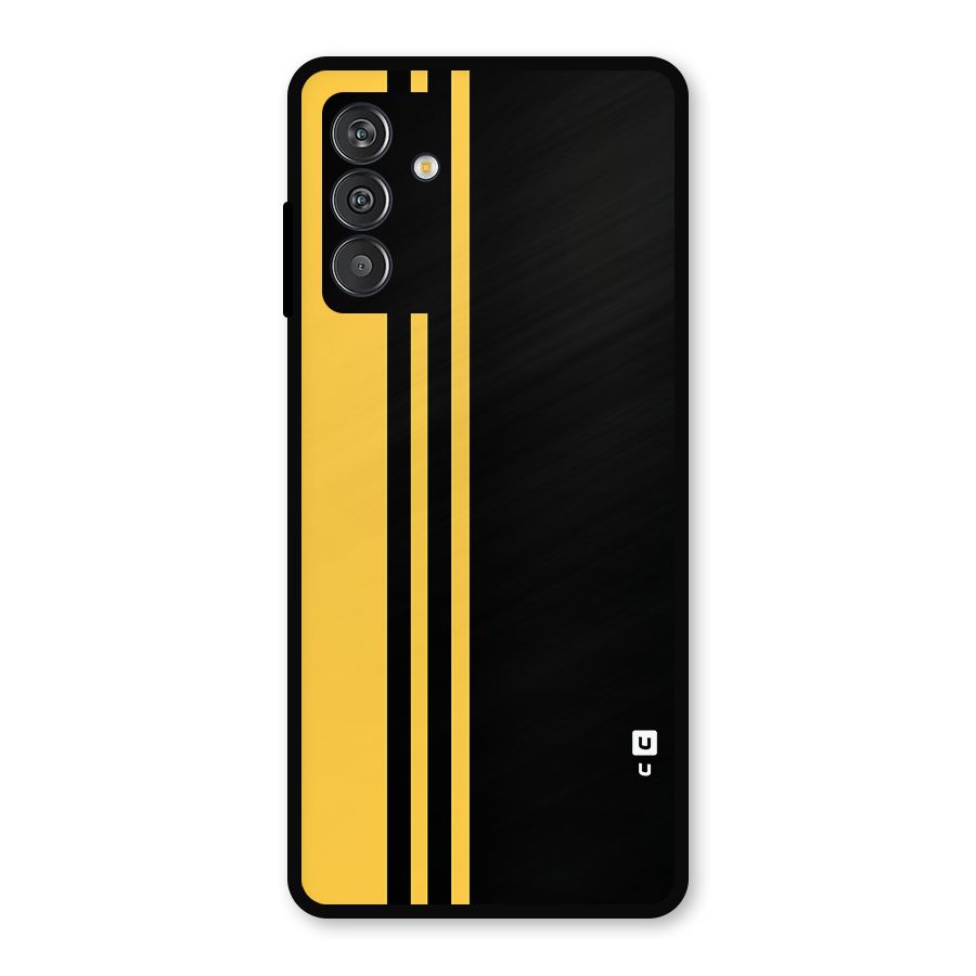 Minimal Yellow and Black Design Metal Back Case for Galaxy M13
