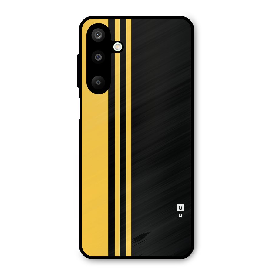 Minimal Yellow and Black Design Metal Back Case for Galaxy M16