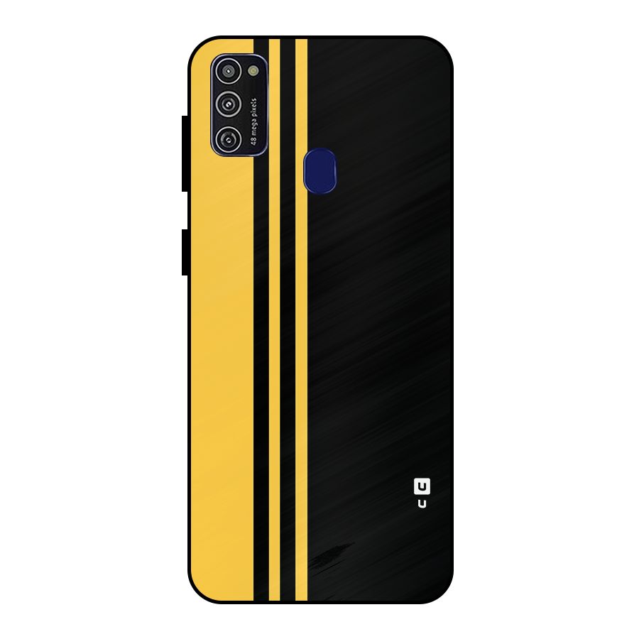 Minimal Yellow and Black Design Metal Back Case for Galaxy M30s