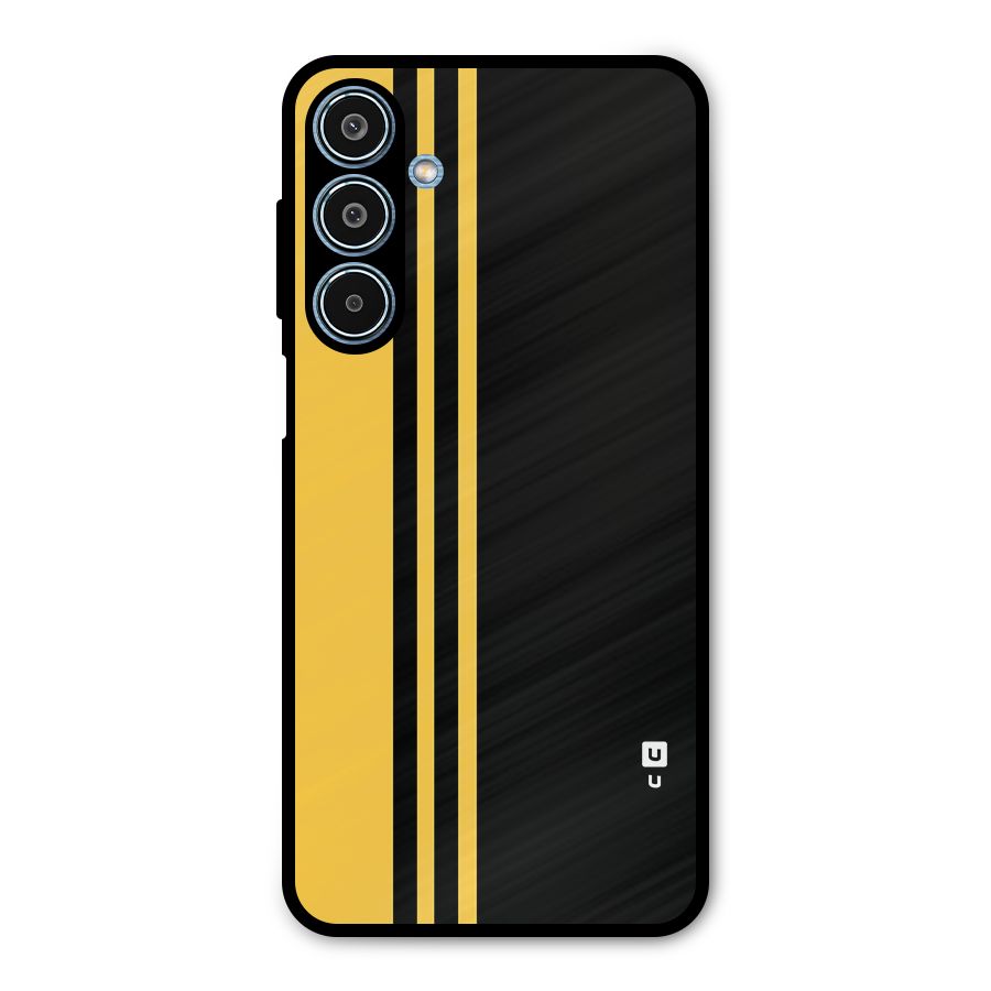 Minimal Yellow and Black Design Metal Back Case for Galaxy M35