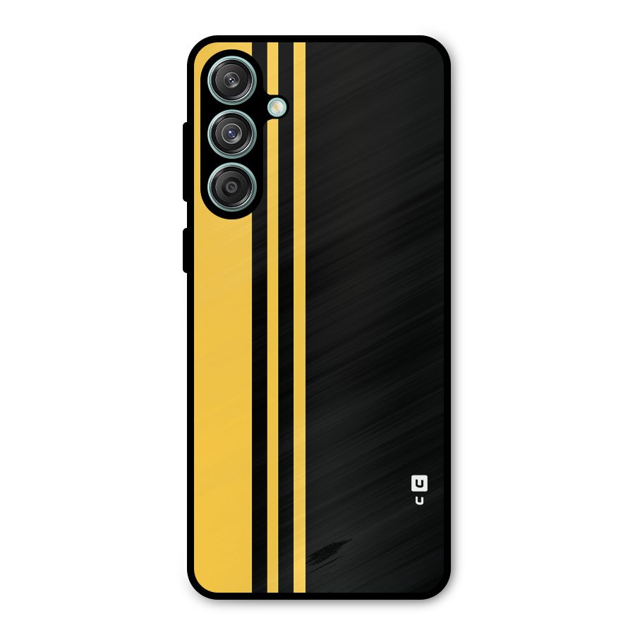 Minimal Yellow and Black Design Metal Back Case for Galaxy M55 5G