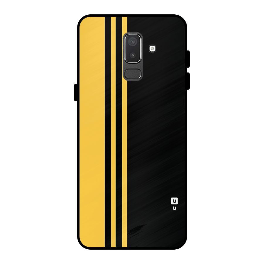 Minimal Yellow and Black Design Metal Back Case for Galaxy On8 (2018)