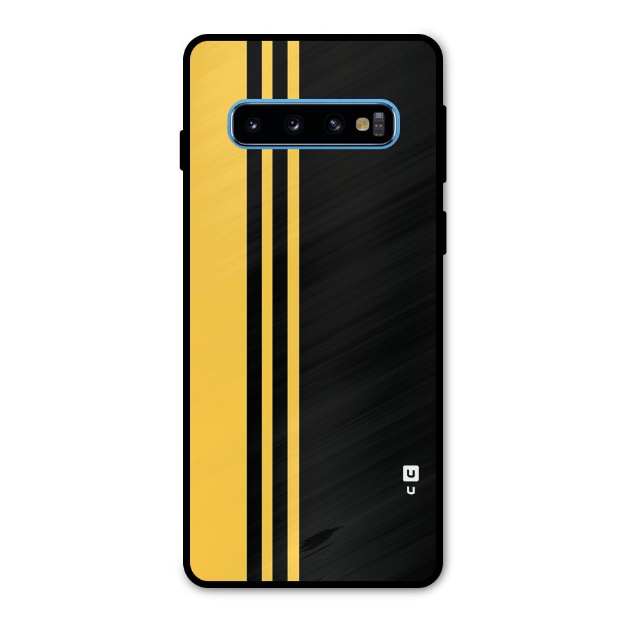 Minimal Yellow and Black Design Metal Back Case for Galaxy S10